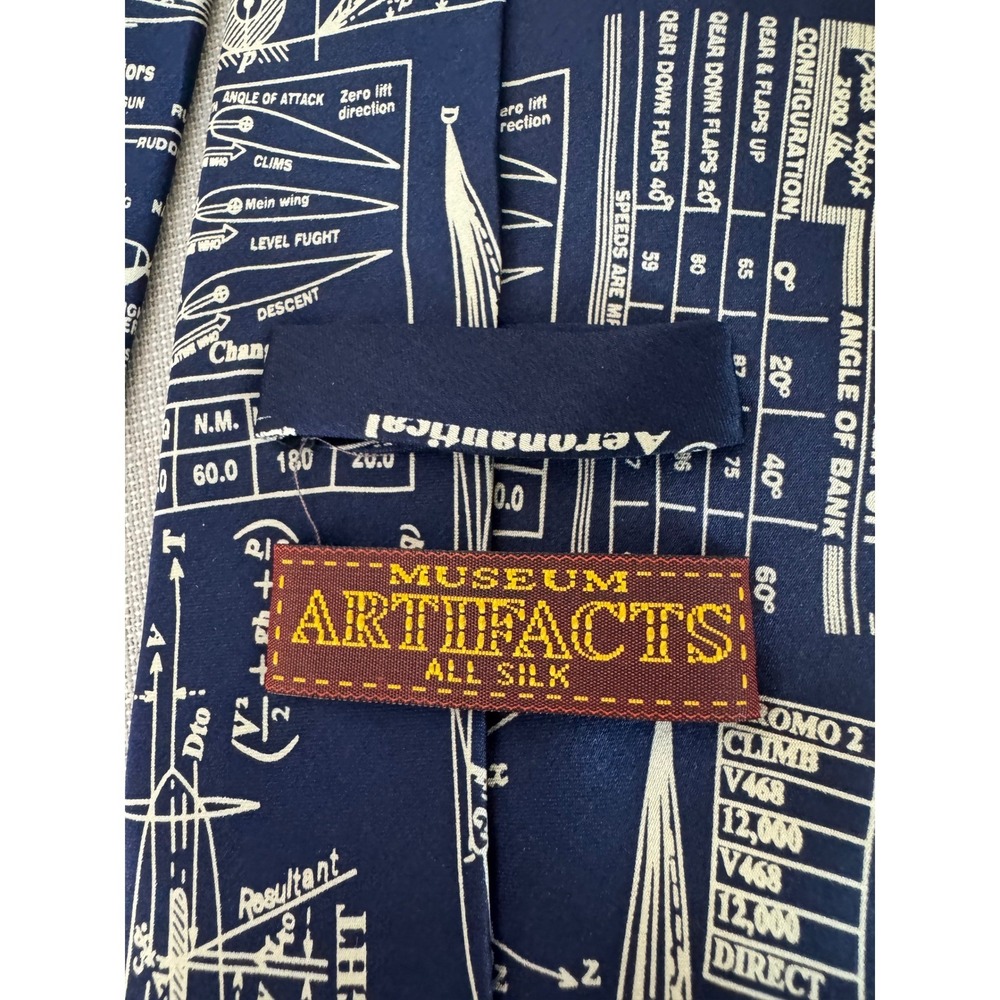 Honz Aeronautical Museum Artifacts Silk‎ Tie Blue - Picture 4 of 8